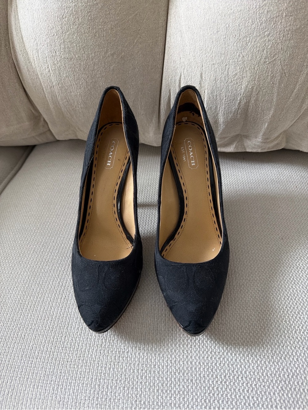 Coach Black Pointed-Toe Logo Pump